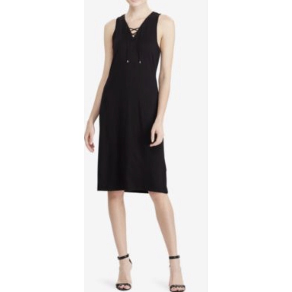 Ralph Lauren Black Label Tank ribbed lace up Dress Medium NWOT
